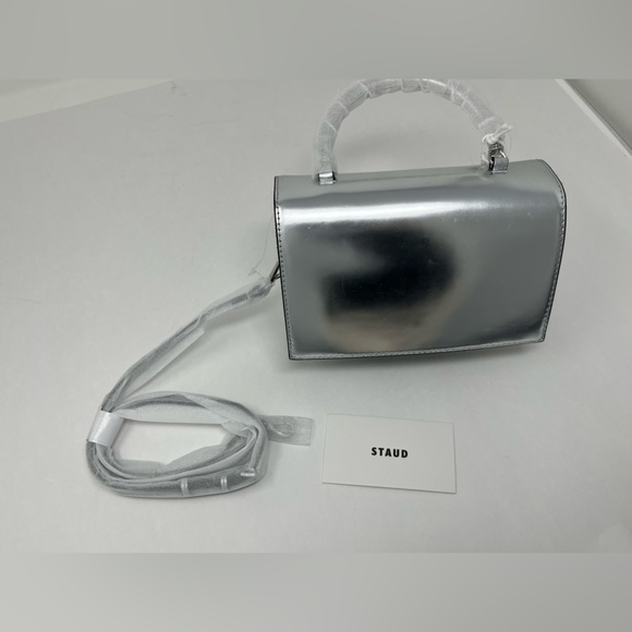 $295 MRSP | STAUD - Arc Evening Bag | New with Defect | Chrome - Picture 16 of 16